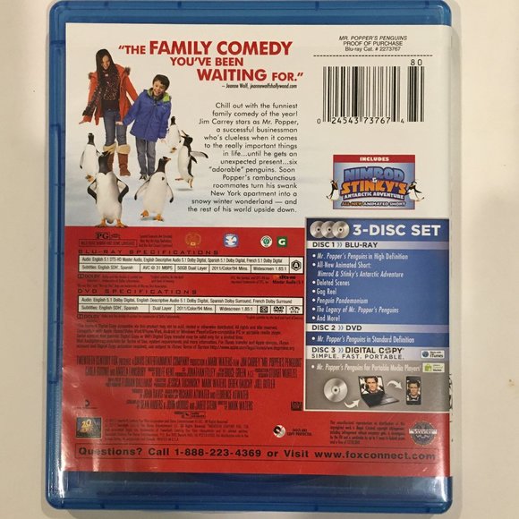 20th Century Fox MR. POPPER'S PENGUINS Blu-Ray & DVD Set - Picture 2 of 4